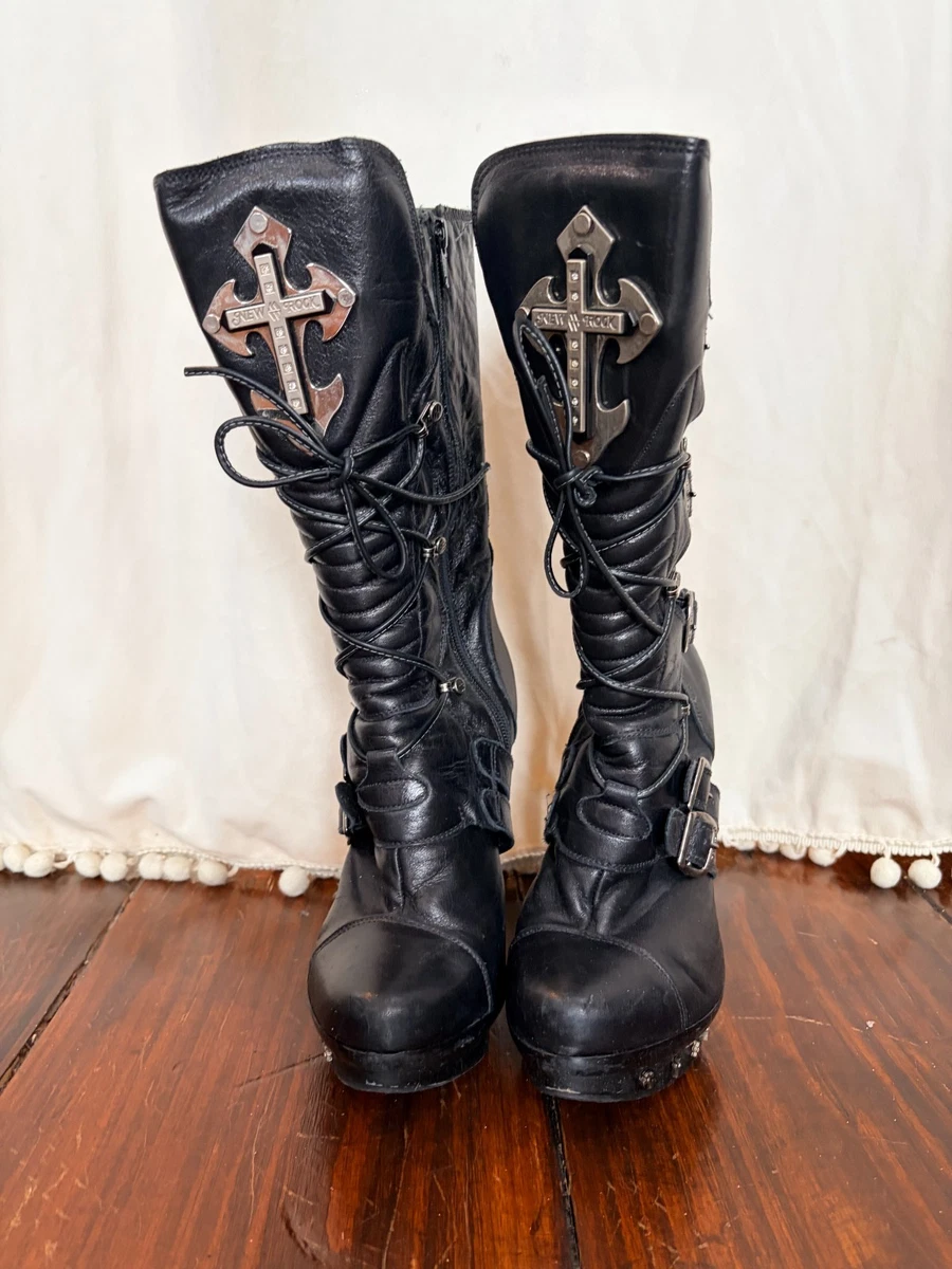 New Rock Black Boots for Women for sale | eBay