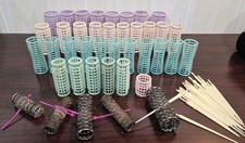 Mixed Pcs Lot Of Vintage Plastic Hair Curlers Rollers Large Medium Small  Pins