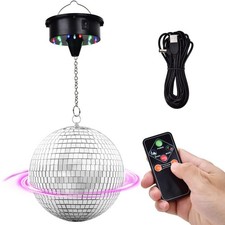 6 Inch Disco Ball with Motor Hanging Combo Set - Remote Control Mirror Ball...