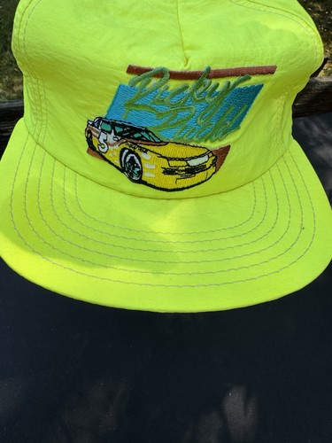 Vintage Ricky Rudd Nascar Hat Neon Yellow Trucker Snapback Made in USA Retro - Picture 2 of 9