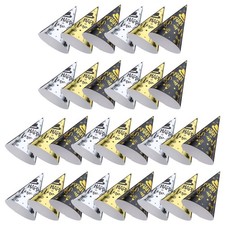 30 Pcs New Year Eve Party Supplies 2025 Mini Cone Hats Happy Craft Funny