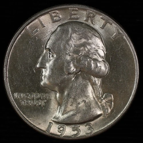 Washington Silver Quarter. 1953 P About Uncirculated. Lot # 9049-184-210