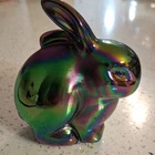 Fenton Carnival Glass Multicolor Rabbit Figurine Signed D.C. Fenton 1978
