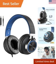 Lightweight Noise-Cancelling Wired Headsets for Music and Study - Black  Blue