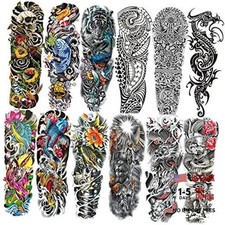 12 Sheets Full Arm Tattoo Sleeves for Men  Adults - Pattern 01