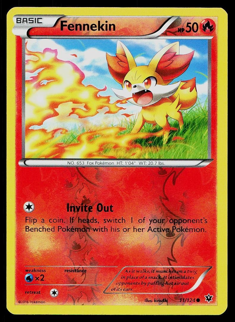 Pokemon Card Fates Collide Fennekin 11/124 Reverse Holo Common