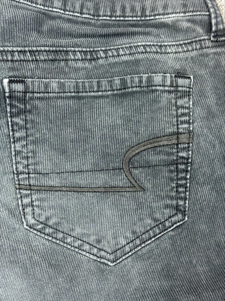 Брюки расклешенные женские American Eagle вельветовые художественные синие эластичные 31x33 покрой ботинок - Изображение 2 из 4