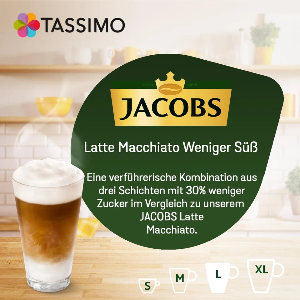 Tassimo Jacobs Type Latte Macchiato Capsules Less Sweet 5 x 8 Pads 40 Coffee Cap - Bild 3 von 4