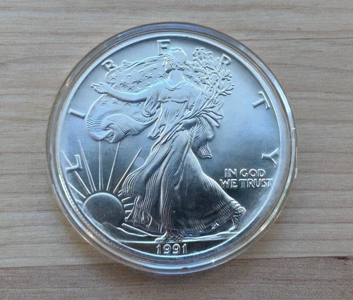 1991 Uncirculated American Silver Eagle 1 Oz .999 Fine Silver