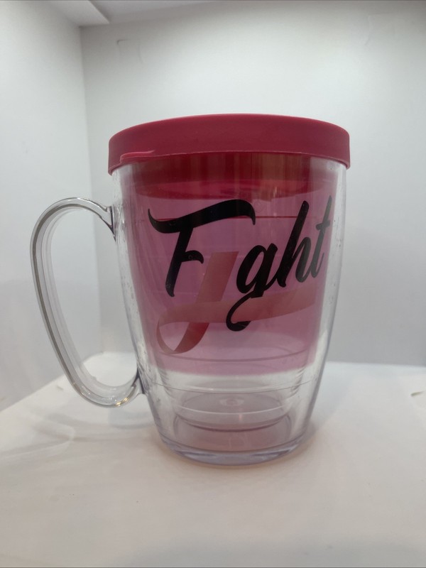 Fight Breast Cancer Ribbon Tervis Mug 16Oz w Pink Travel Lid Awareness USA