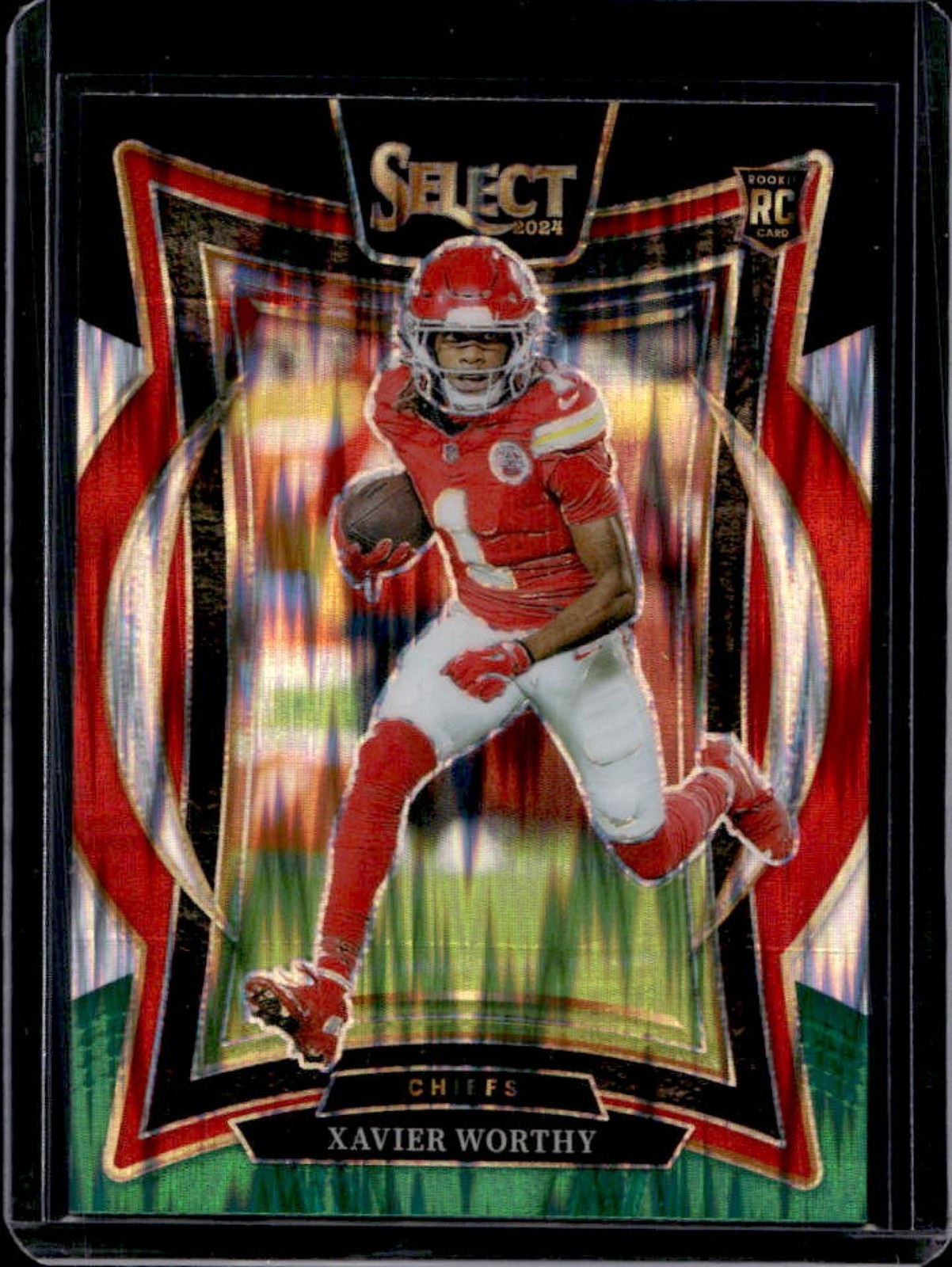 2024 Panini Select Xavier Worthy Concourse RC Black and Green Prizm Shock #32