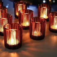 Teelichthalter Glas 12 StüCk WeizenäHren Braun FüR Teelichter Deko
