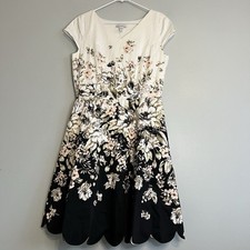 Isaacmizrahi Cap Sleeve fit & Flare Floral Midi Dress White Pocket Sz 6 Lined