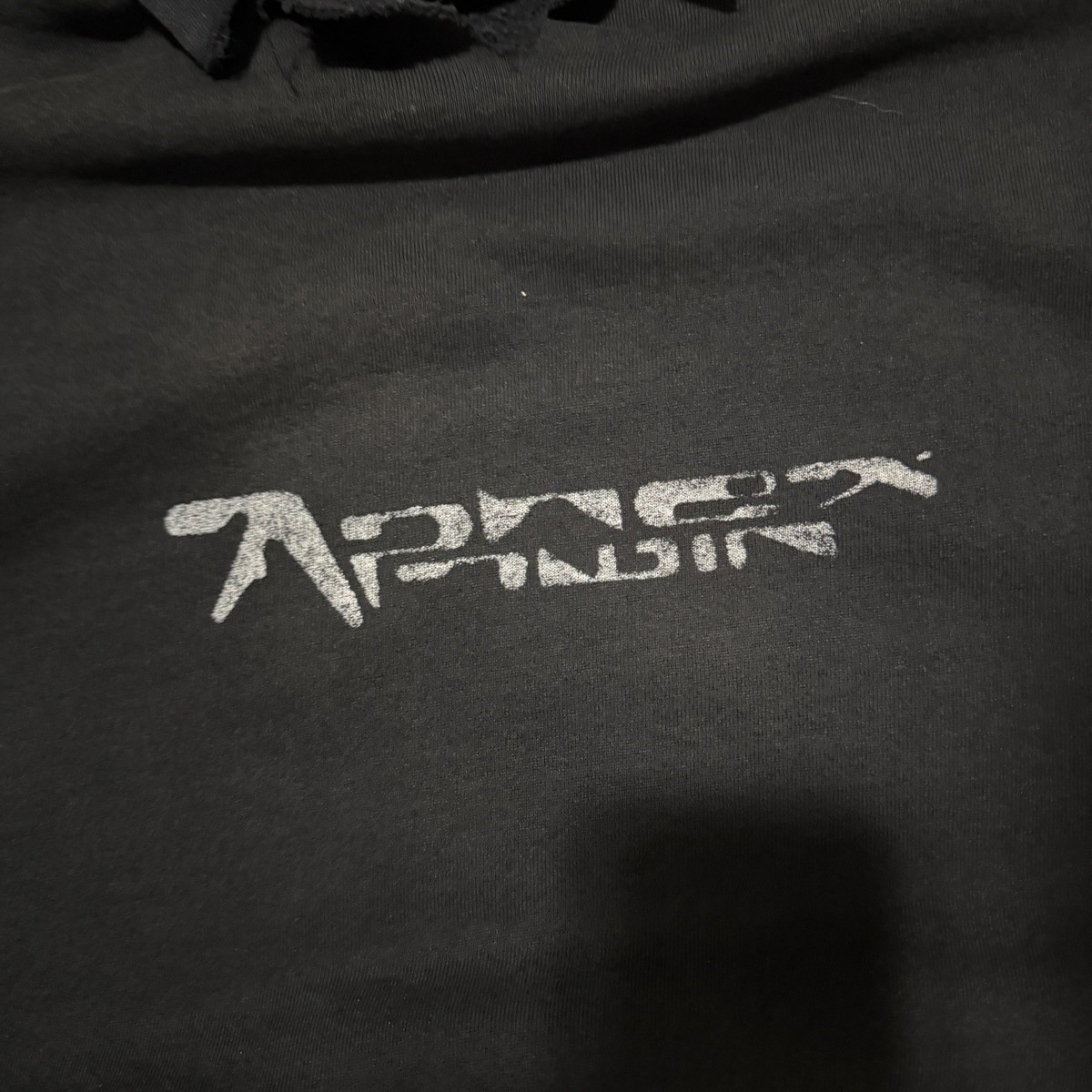 Vintage 90s Russell Athletic Black Hoodie Size XL with Aphex Twin