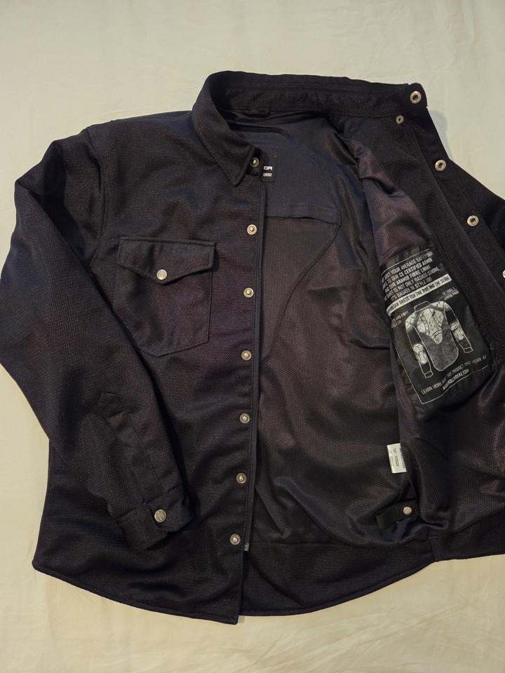 Road Armor Protective Biker Shirt - Mesh Solid Black - Size L - Skull ...