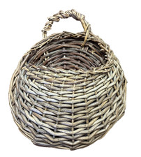 Vintage Woven Wicker Hanging Wall Basket 10 Inch Small Natural Country Decor