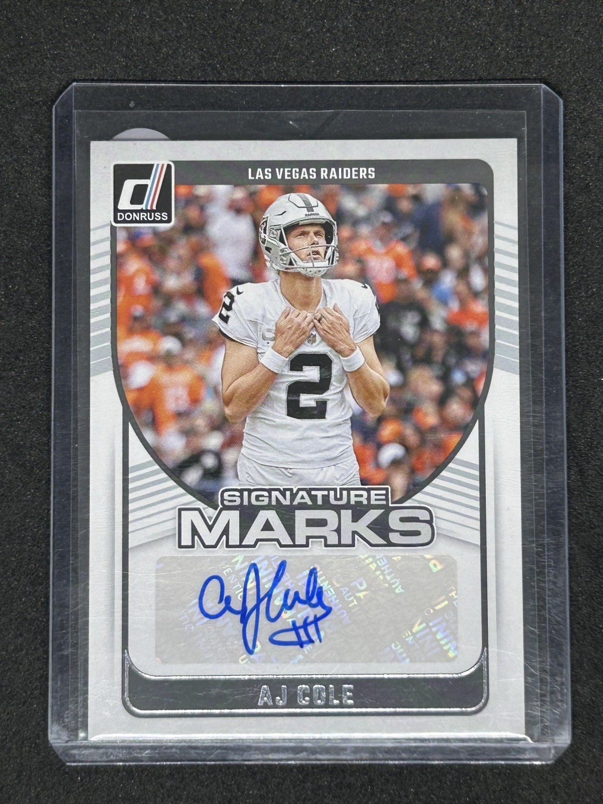 2024 Donruss AJ Cole Auto #SMA-AJC Daniel Carlson Error Signature Marks Raiders