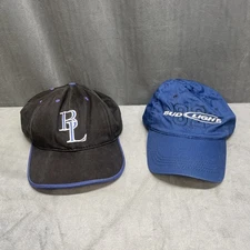 Lot Of 2 Bud Light Beer Hats BL Stitched Vintage Made In USA Hat Bud Light Logo