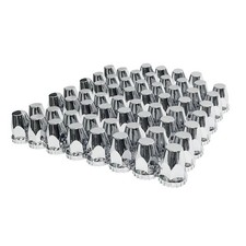 60 Pack Flat Top Lug Nut Covers, 33mm by 2-3/4" Thread On Chrome Nut Cover Caps