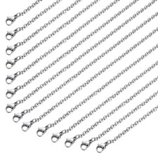 24 Pack Necklace Chains Stainless Steel Cable Chain Necklace Bulk for Jewelry...