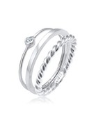 Elli Ring Damen Set SolitäR Basic Gedreht Mit Kristall In 925 Sterling Silber