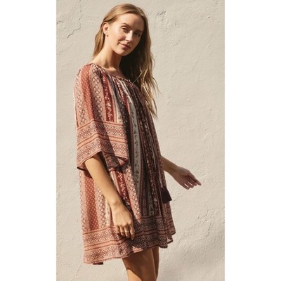 Dress Forum Los Angeles Flowy Boho Trapeze Dress Kimono Sleeve Womens Size Large