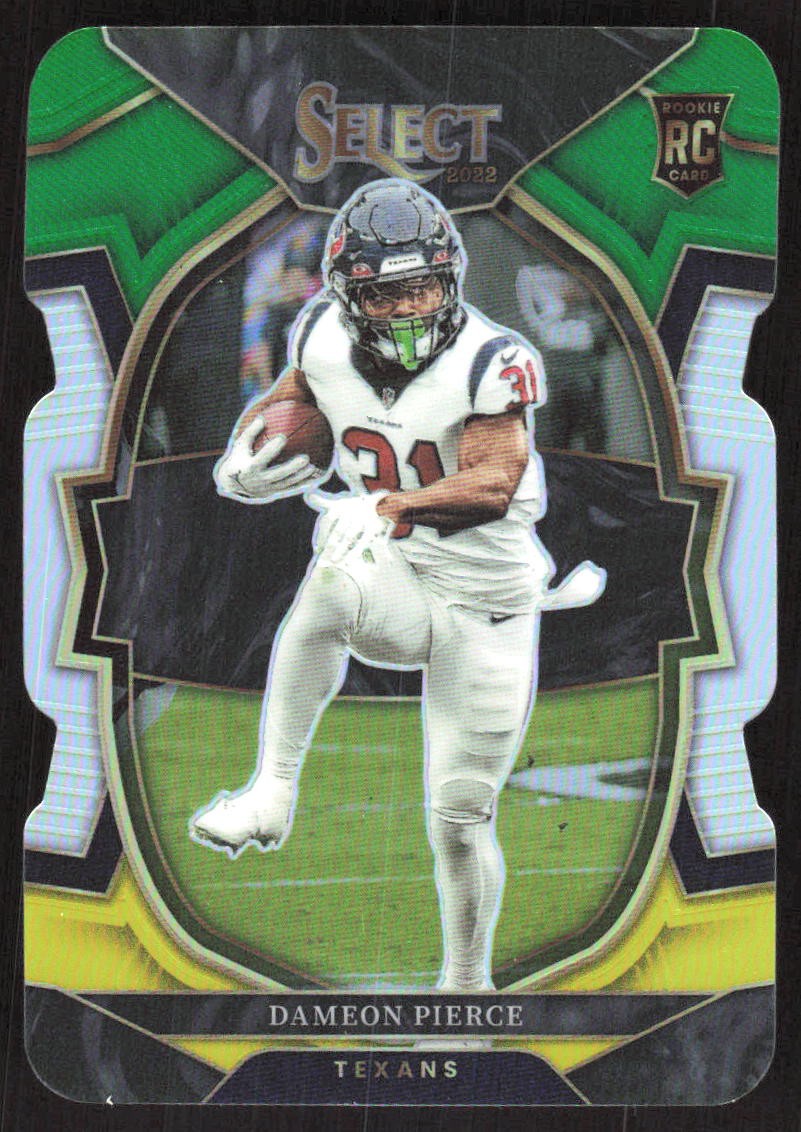 7531H 2022 Panini Select #47 Dameon Pierce Green and Yellow Prizm Die Cut