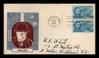 DR JIM STAMPS US COVER ROOSEVELT MEMORIAM FDC SCOTT 933 PAIR CHURCHILL CACHET