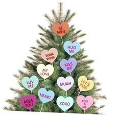 12pcs Valentine Day Decorations Tree Ornaments, Large Heart San Valentine Tree