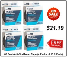 Anti-Skid Tread Tape / Stair Safety Tape 2" x 15' Black 4 PACK 60 Feet Total