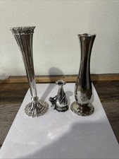 3 Silver Plate Vases
