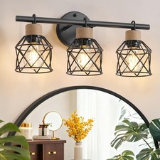 3-Light Farmhouse Bathroom Vanity Light Fixtures Over Mirror, Matte Black Vanity