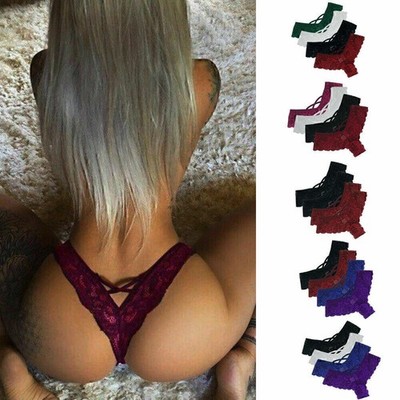 4er Set Damen Pantys Unterhosen Spitze G-String Slips Unterwäsche Tanga Panties