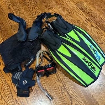 Scuba/Snorkel 6 Piece Package - Aqua Lung Fins and more!