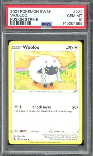 Pokemon TCG Sword & Shield Fusion Strike #222 Wooloo PSA 10
