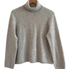 Charter Club Cashmere Turtleneck Sweater Sz M Gray Minimalist Quiet Luxury Soft 