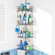Shower Caddy Corner Tension Pole: 4-Tier Large Capacity Bathroom Organizer Shelv