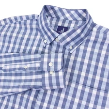 NWOT Johnnie-O Prep-Formance Shirt Mens Large Blue Cane Gingham Nylon Blend