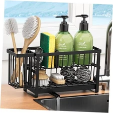 Sponge Holder for Kitchen Sink, 2 Tier Sink Caddy Organizer Countertop Black
