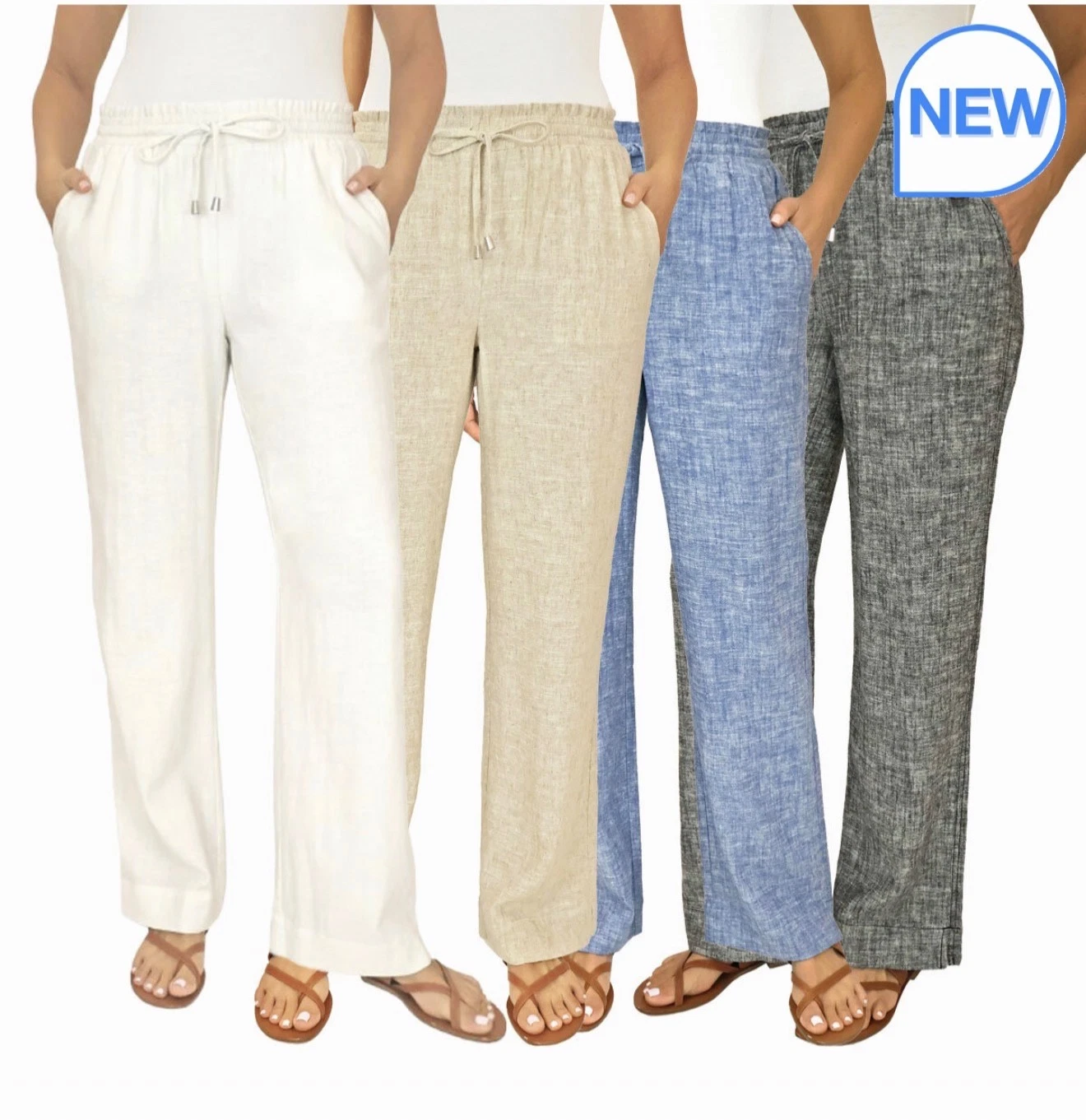 Briggs Women’s Linen Pants – Breathable Summer Trousers Elastic Waist Comfort