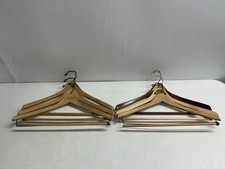 Vtg Lot Of 6 Wooden Hangers Suit Coat Pants Natural Wood Wishbone Batts 17"