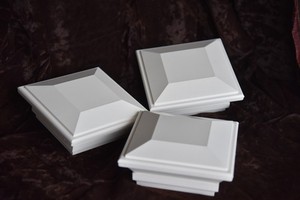 3 White 4x4 Vinyl Staircase / Rail /Fence Post Top Caps Contemporary Rail Trim