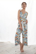 Pijama de pierna ancha con estampado de caballo de avena - Mameluco para dormir con estampado de caballo azul