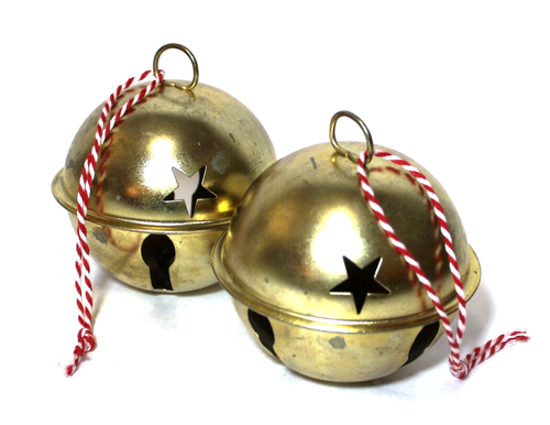 Vintage Jingle Bell Ornaments Metal Gold Set 5 - Picture 4 of 5