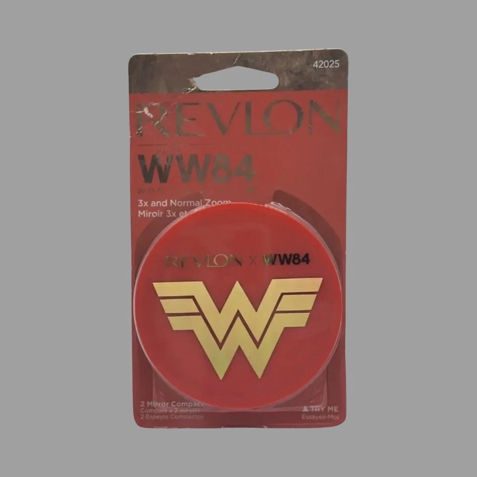 Revlon WW84 Wonder Woman Lot  of 2 3x & Normal Zoom Mirror Compact New, Carded - Image 2 of 4