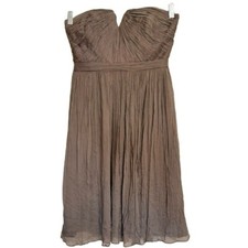 J Crew Nadia Silk Chiffon Dress Strapless Gray Lined Size 4