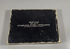 VINTAGE HERITAGE STAINLESS STEEL 6 WOOD HANDLE KNIFE SPREADERS MADE IN JAPAN 