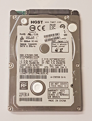 500GB SATA HGST HTS725050A7E630 7200rpm 32MB HDD 2.5