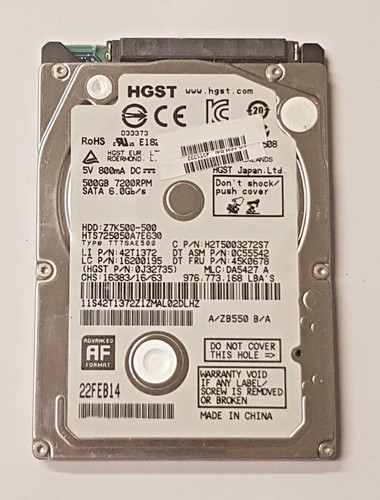 500 GB SATA HGST HTS725050A7E630 7200rpm 32MB HDD 2,5" interne Festplatte