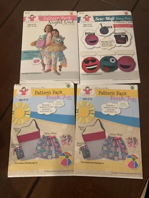 KIDS CAN SEW PATTERNS LEARN TO SEW LOT OF 4 NEW